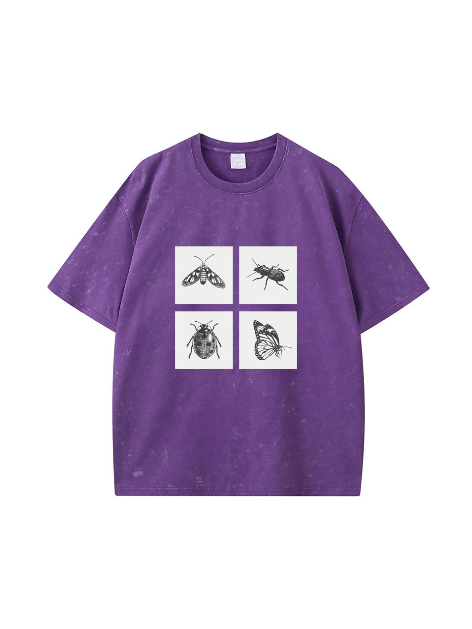 T-shirt en coton délavé avec imprimé insectes