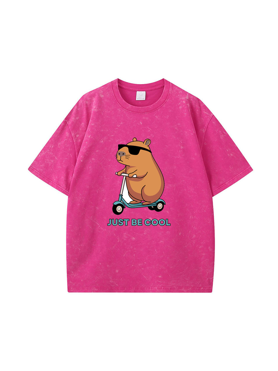 T-shirt en coton délavé avec imprimé dessin animé