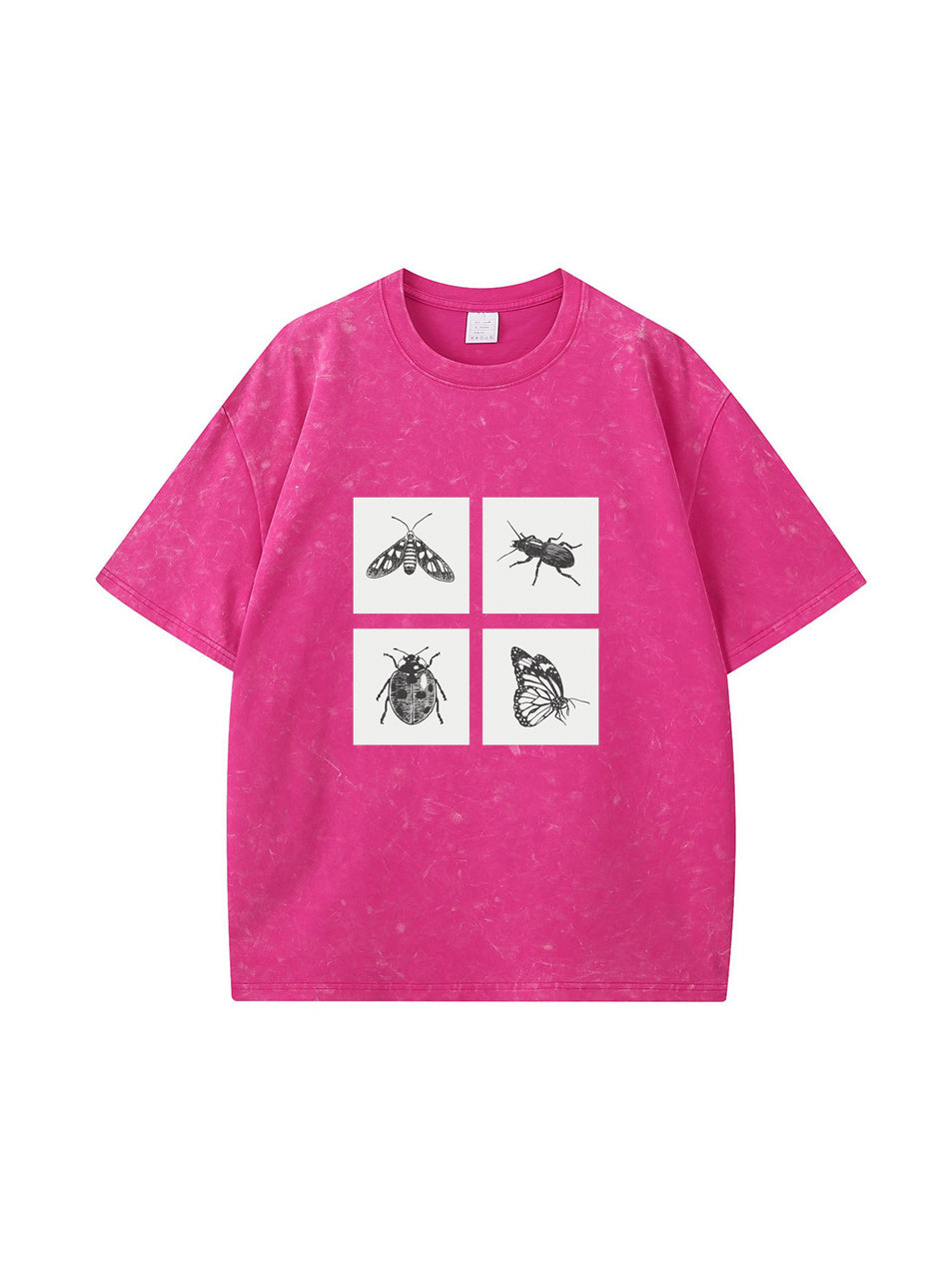 T-shirt en coton délavé avec imprimé insectes