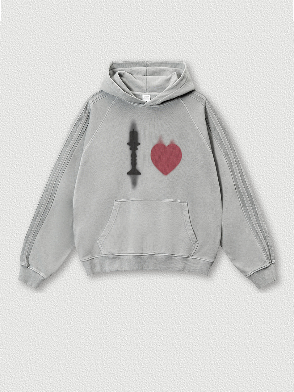 Sweat à capuche en polaire à imprimé cœur vintage