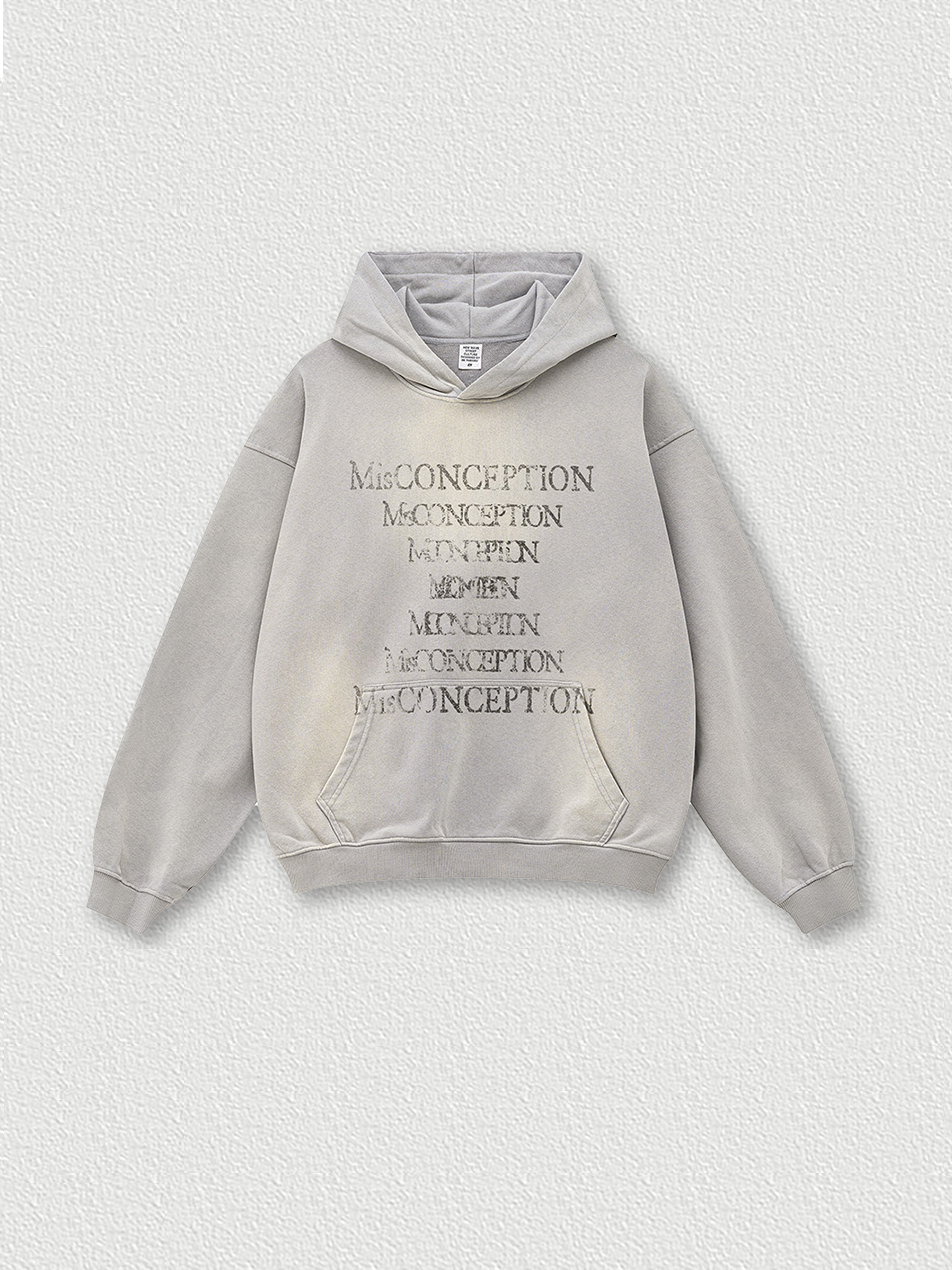 Sweat à capuche imprimé lettres vintage