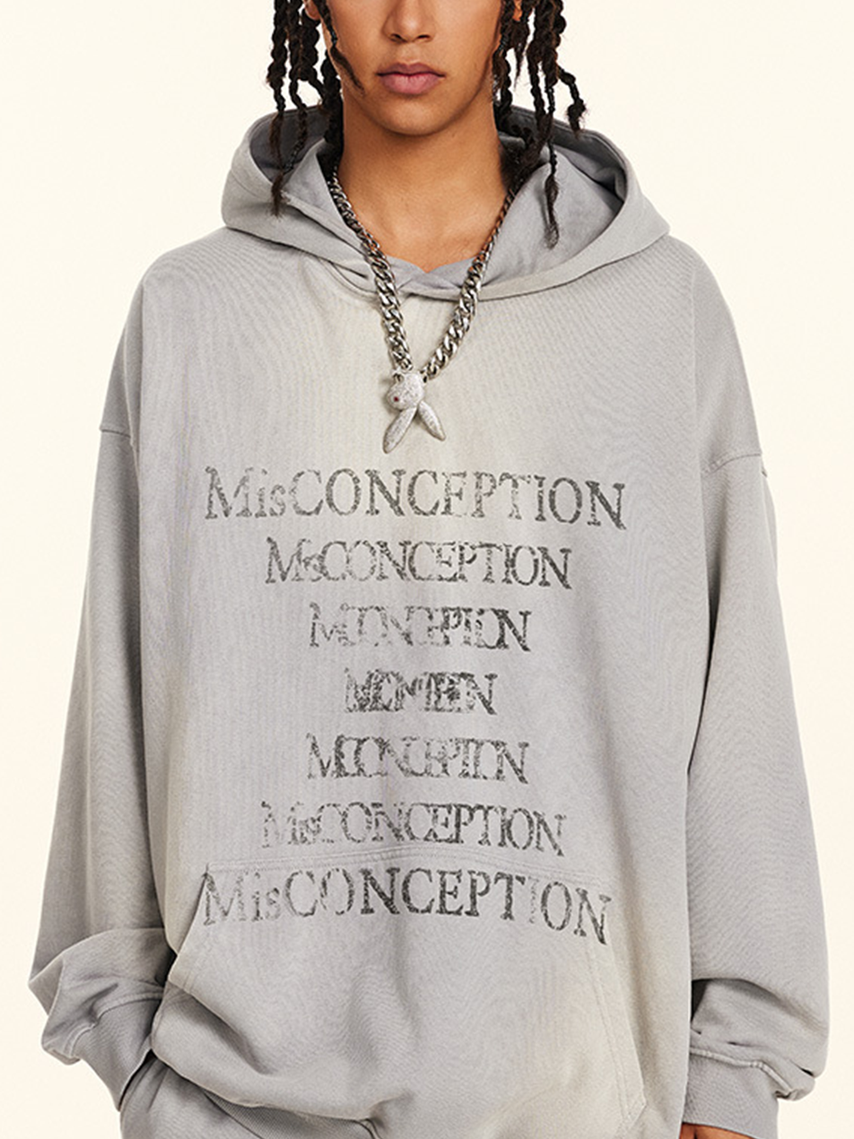 Sweat à capuche imprimé lettres vintage
