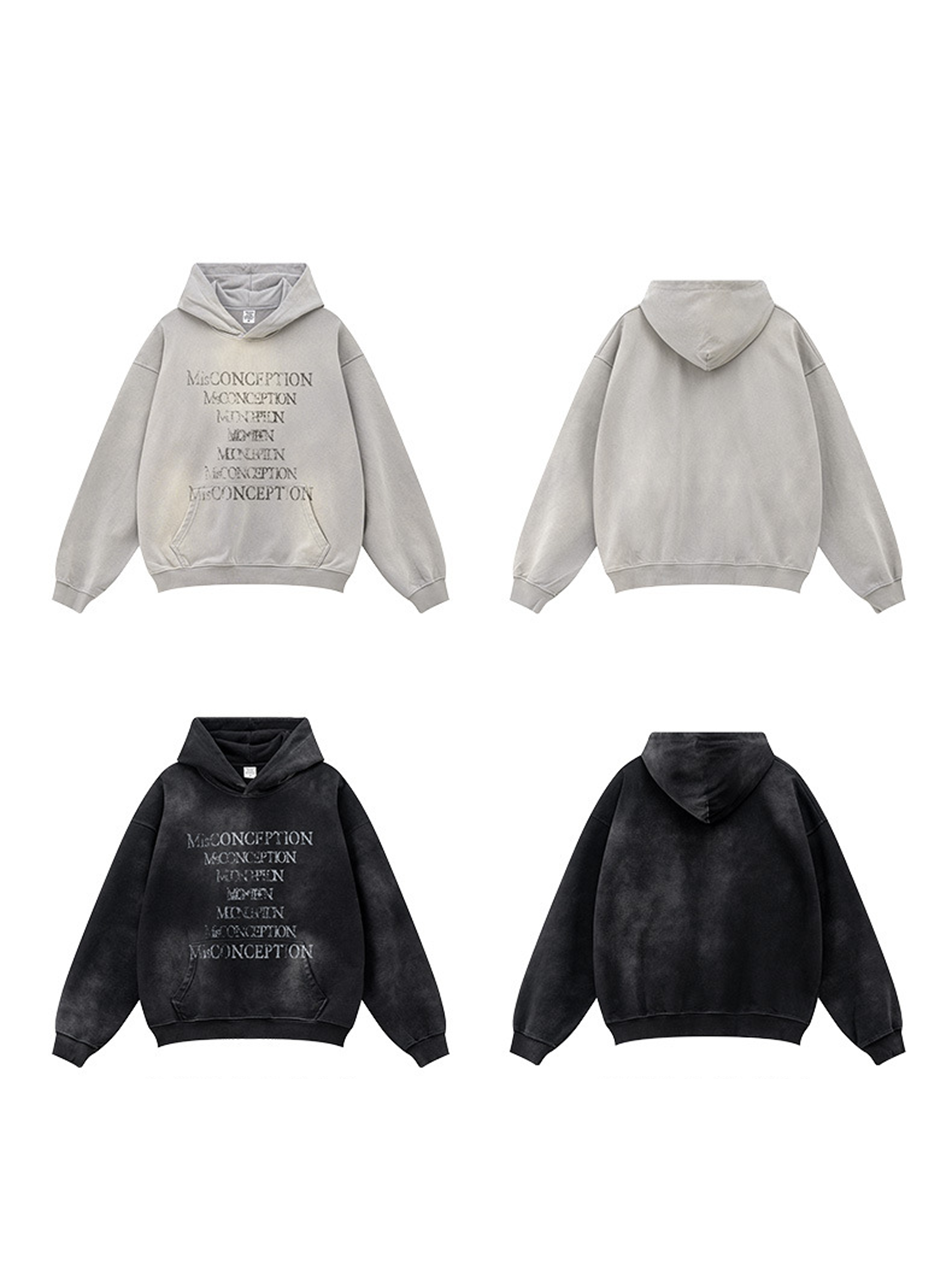 Sweat à capuche imprimé lettres vintage