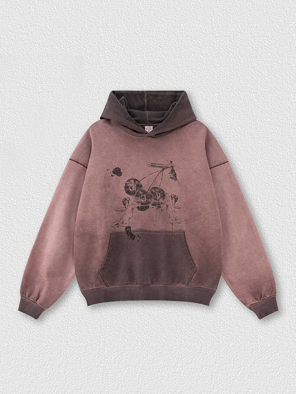 Sweat à capuche en batik lavé