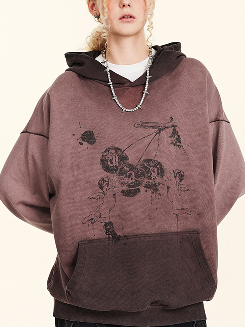 Sweat à capuche en batik lavé