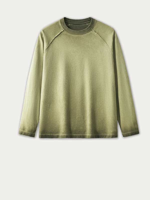 T-shirt rétro délavé à manches longues pour homme