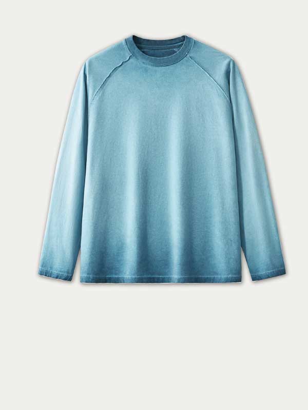T-shirt rétro délavé à manches longues pour homme