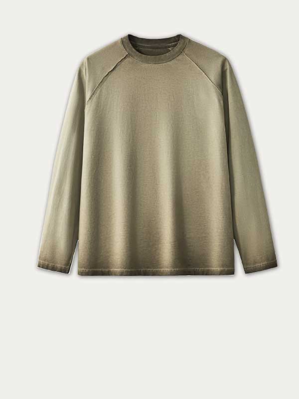 T-shirt rétro délavé à manches longues pour homme