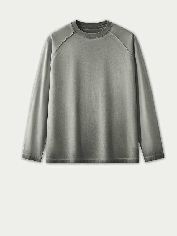T-shirt rétro délavé à manches longues pour homme