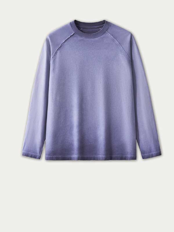 T-shirt rétro délavé à manches longues pour homme