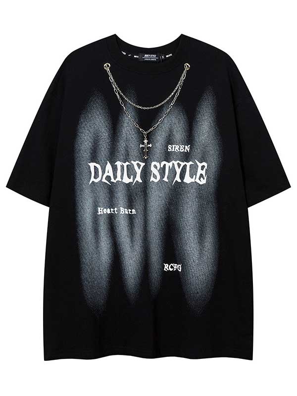 T-shirt graphique Y2K Daily Style avec collier