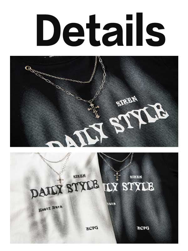 T-shirt graphique Y2K Daily Style avec collier