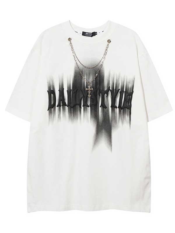 T-shirt graphique Y2K Daily Style avec collier