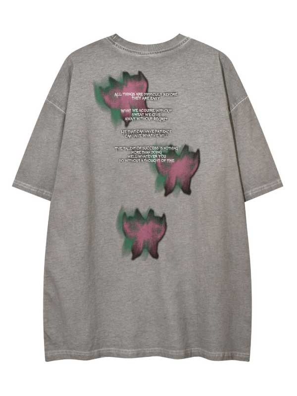 T-shirt graphique papillon vintage délavé des années 2000
