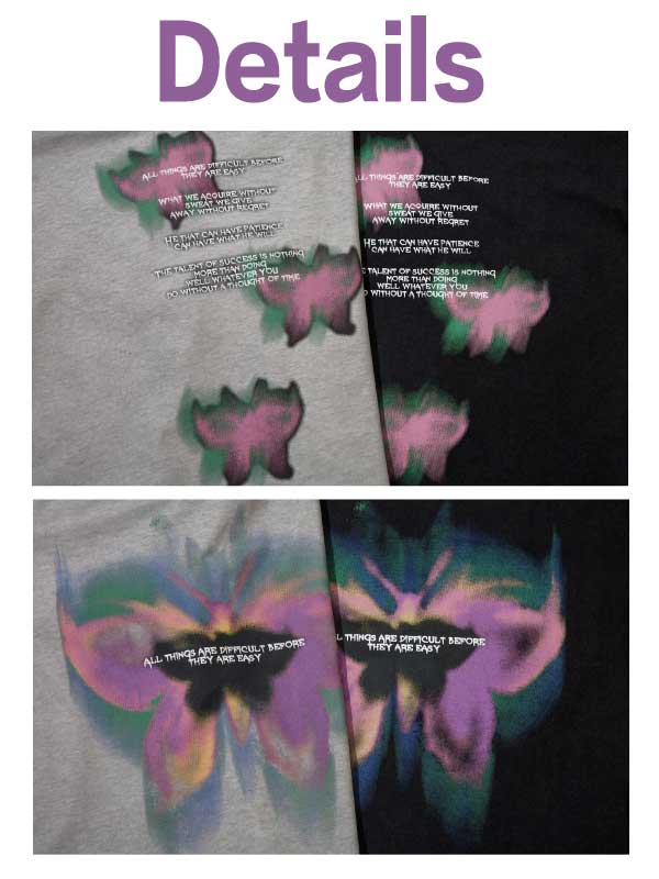 T-shirt graphique papillon vintage délavé des années 2000