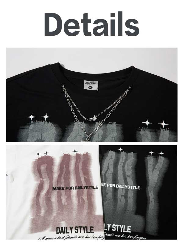 T-shirt graphique Y2K avec collier pour un style quotidien