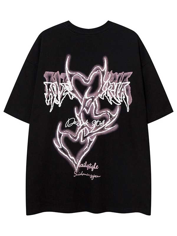 T-shirt graphique à lettres Y2K avec collier