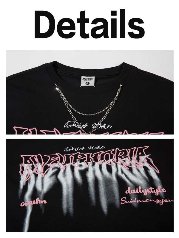 T-shirt graphique à lettres Y2K avec collier