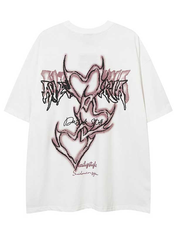 T-shirt graphique à lettres Y2K avec collier