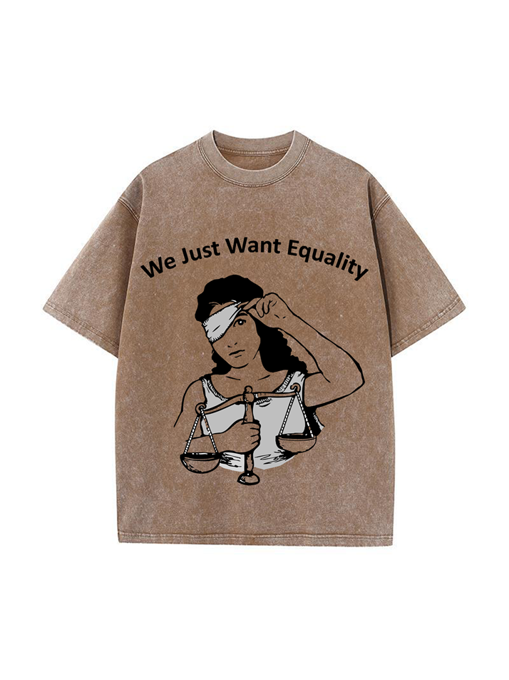 T-shirt femme en coton délavé imprimé Equality 230g