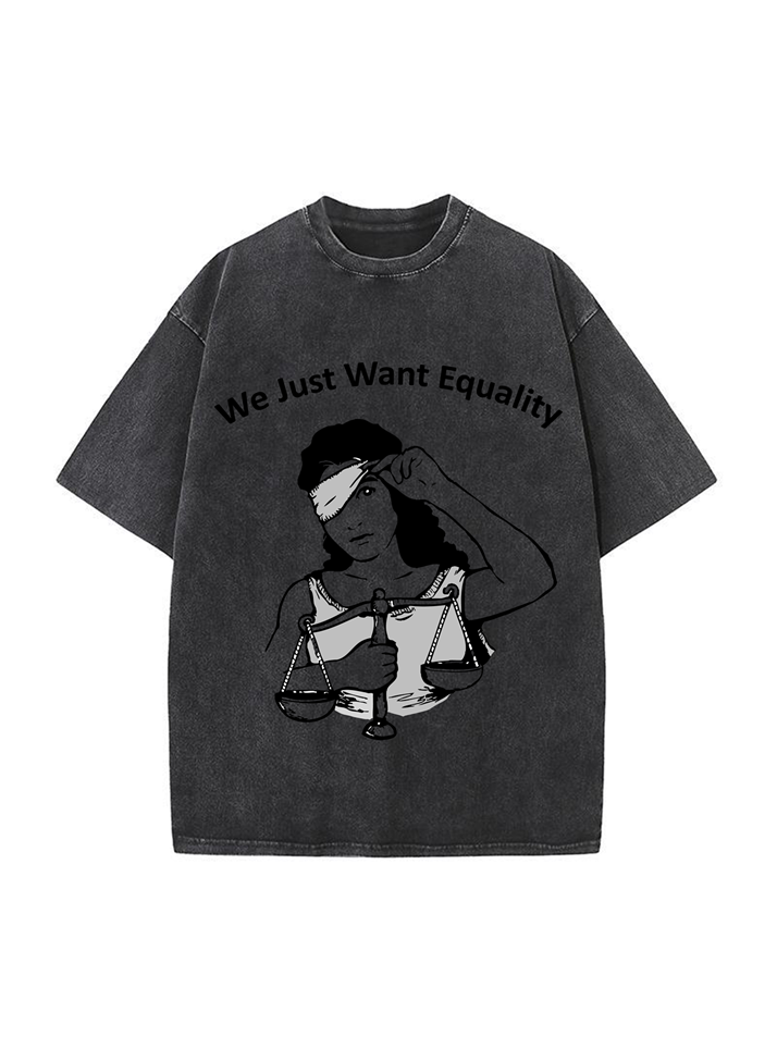 T-shirt femme en coton délavé imprimé Equality 230g