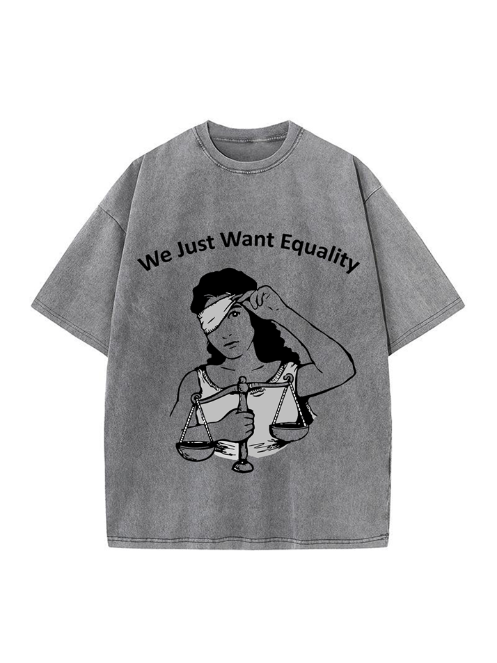 T-shirt femme en coton délavé imprimé Equality 230g