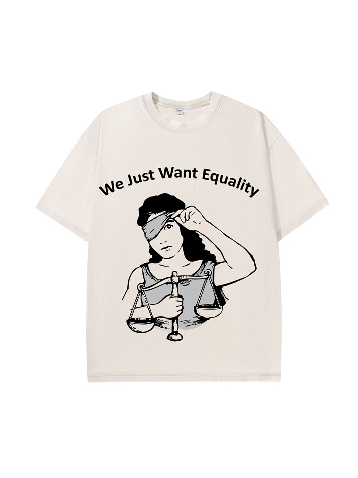 T-shirt femme en coton délavé imprimé Equality 230g