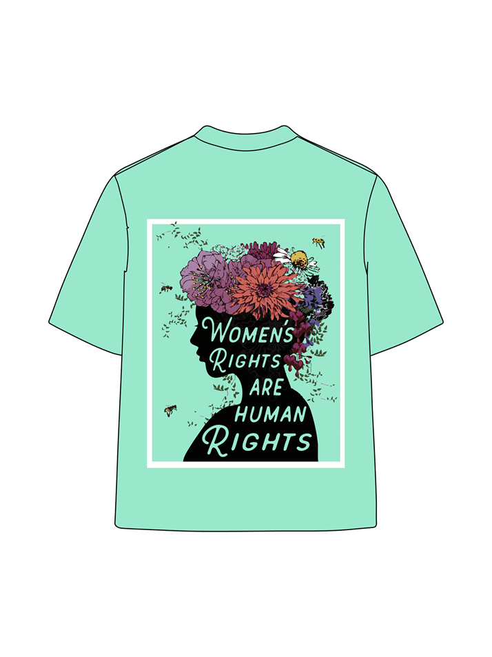 T-shirt en coton délavé imprimé Women Rights 230 g pour femme