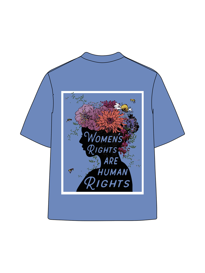 T-shirt en coton délavé imprimé Women Rights 230 g pour femme