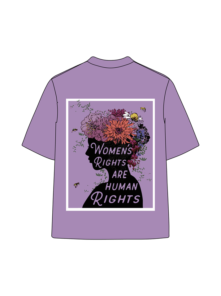 T-shirt en coton délavé imprimé Women Rights 230 g pour femme
