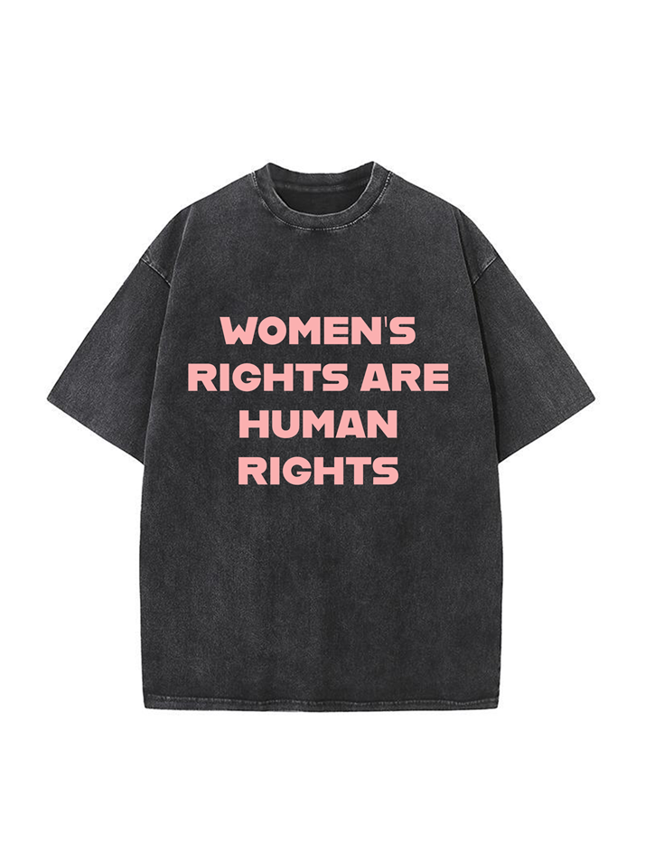 T-shirt en coton délavé imprimé Women Rights 230 g pour femme