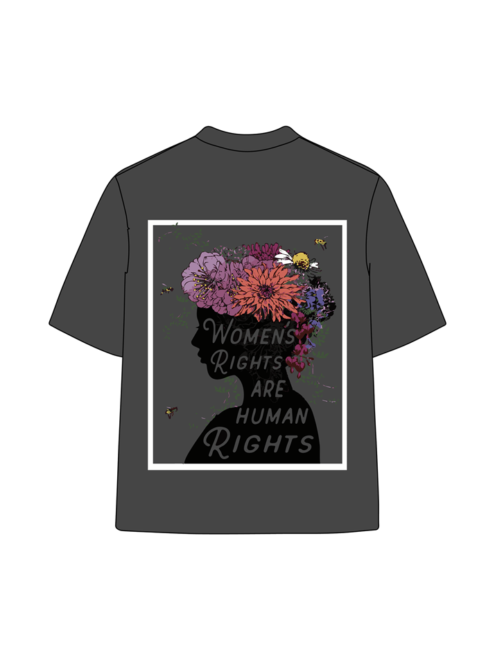 T-shirt en coton délavé imprimé Women Rights 230 g pour femme