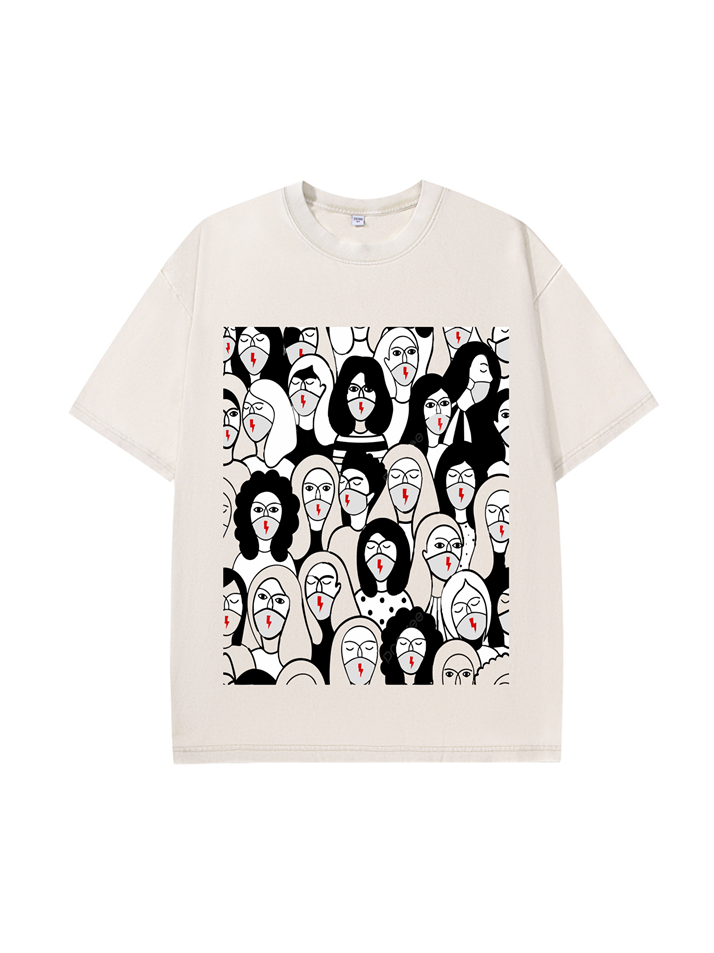 T-shirt femme en coton délavé imprimé Bonne égalité de 230g