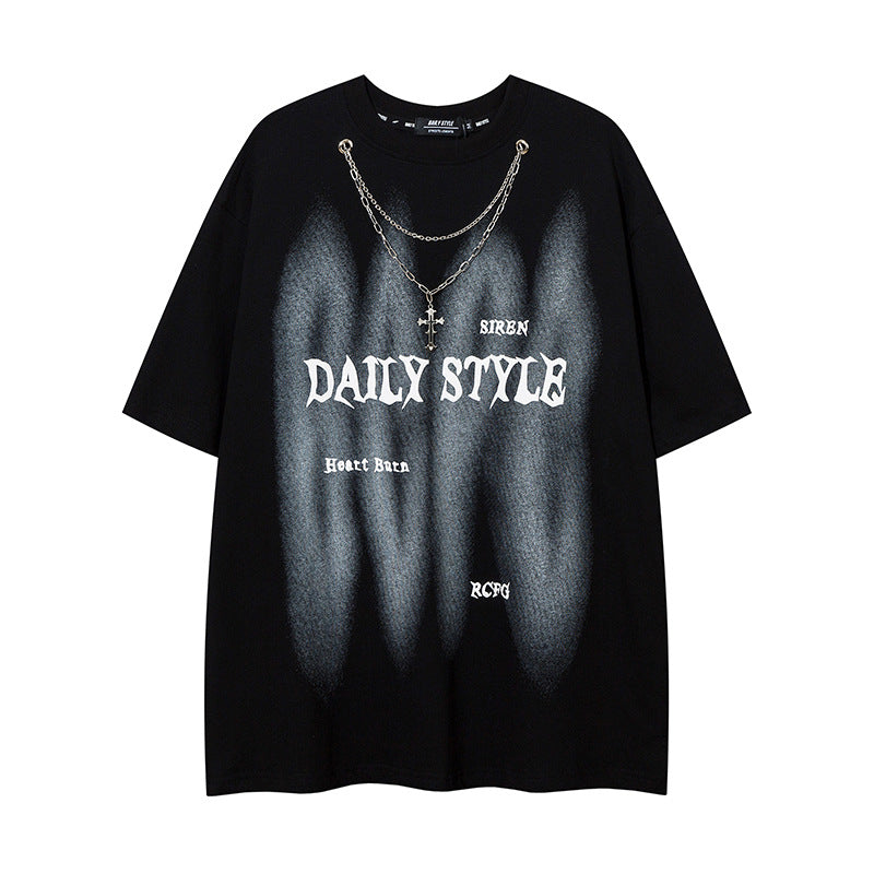 T-shirt graphique Y2K Daily Style avec collier