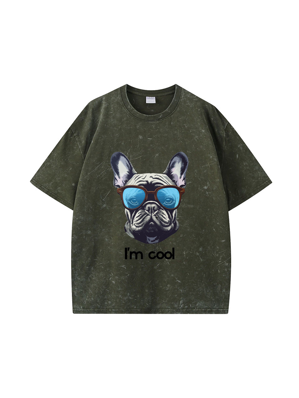 T-shirt en coton délavé avec imprimé lettre cool