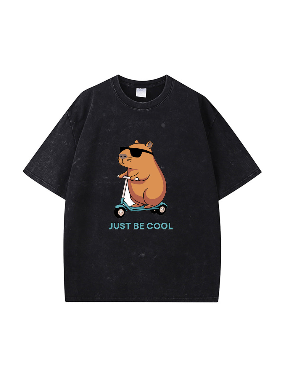 T-shirt en coton délavé avec imprimé dessin animé