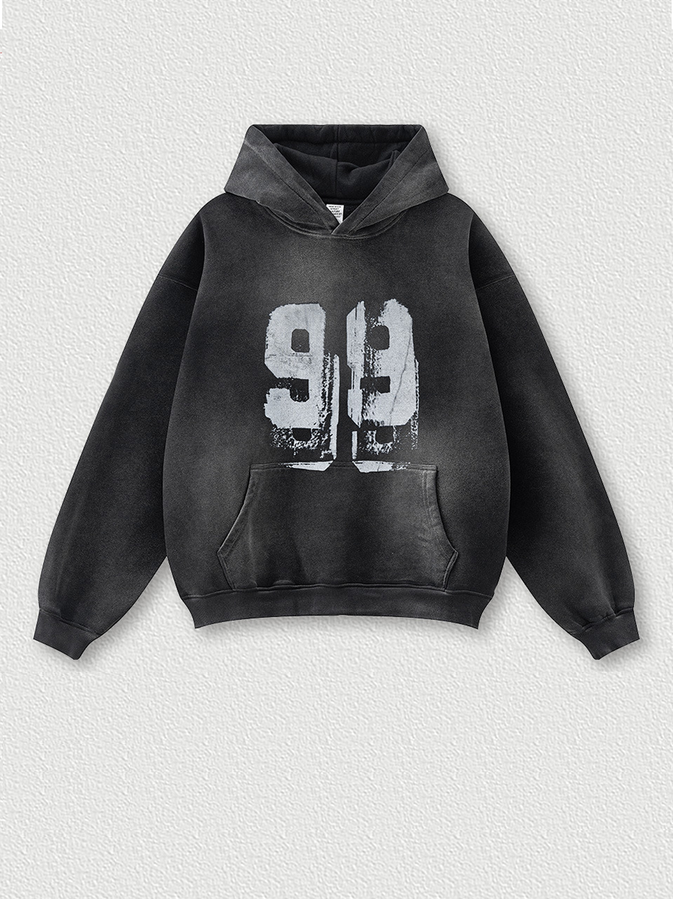 Sweat à capuche en polaire à imprimé graffiti vintage