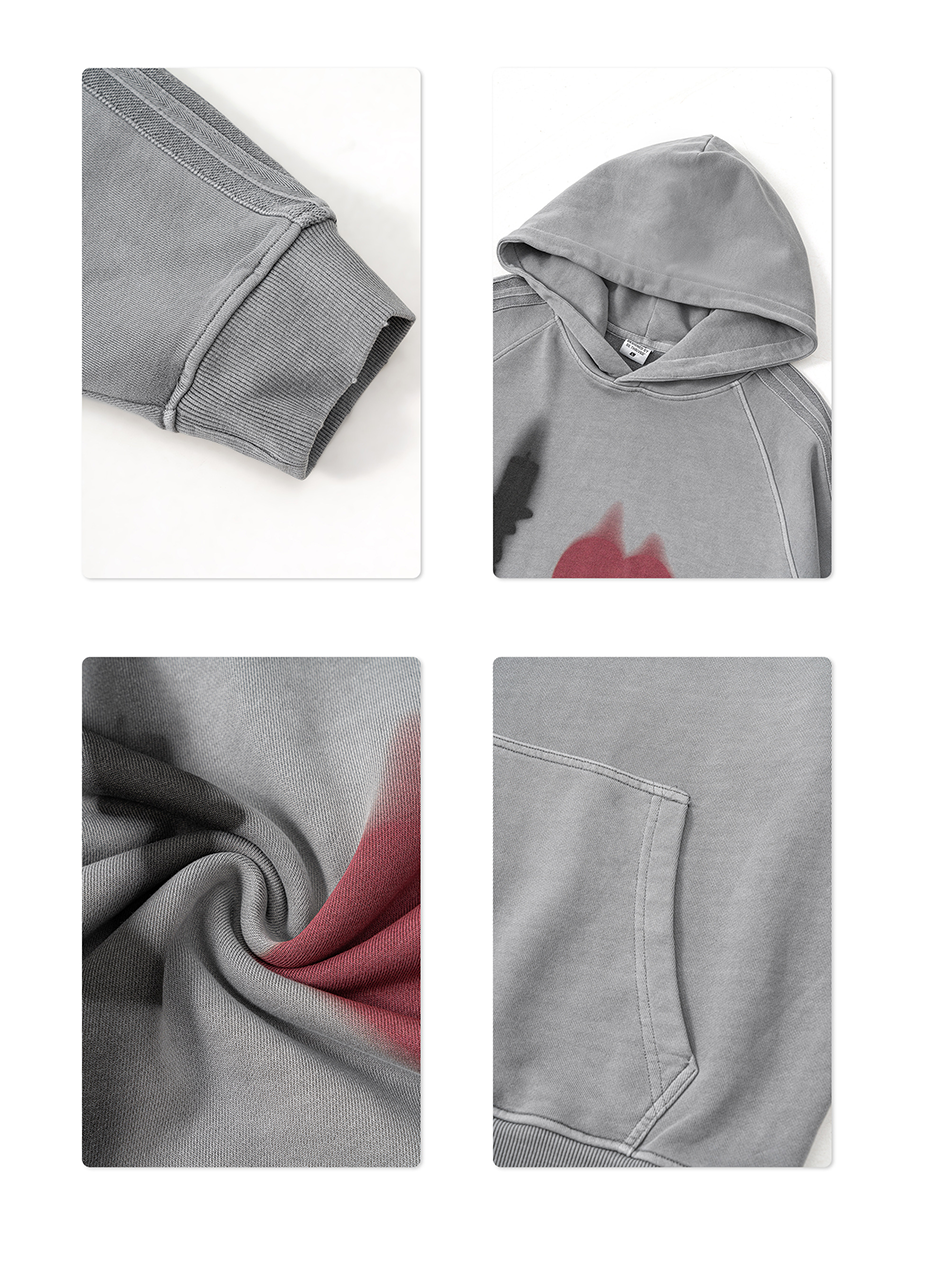 Sweat à capuche en polaire à imprimé cœur vintage