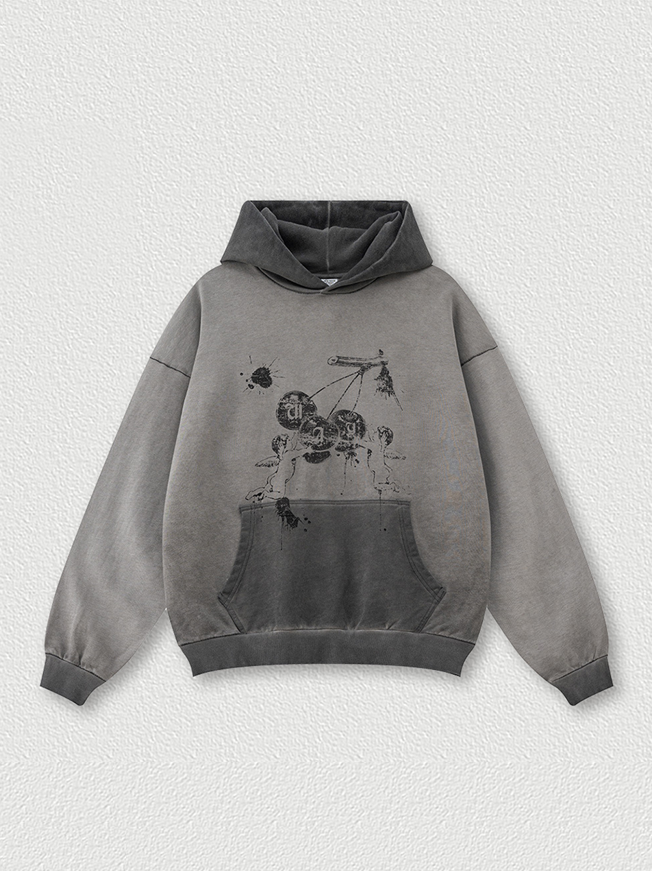 Sweat à capuche en batik lavé