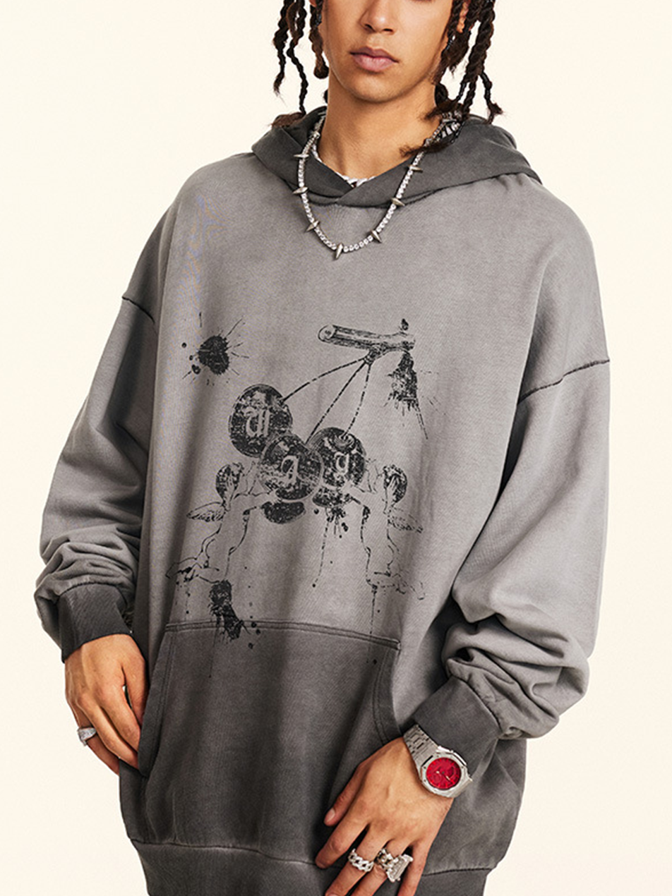 Sweat à capuche en batik lavé