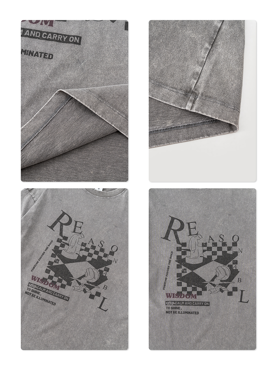 T-shirt à manches longues vintage avec motif d'échecs