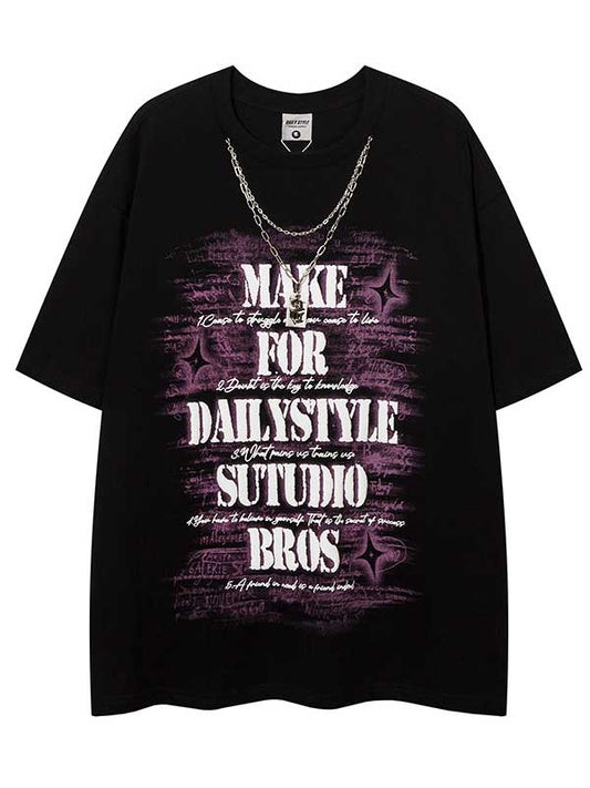 T-shirt graphique Y2K avec collier pour un style quotidien