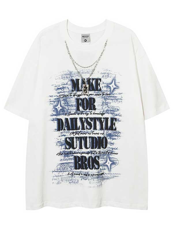 T-shirt graphique Y2K avec collier pour un style quotidien