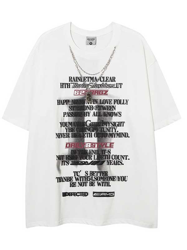 T-shirt graphique à lettres Y2K avec collier