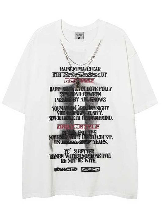 T-shirt graphique à lettres Y2K avec collier