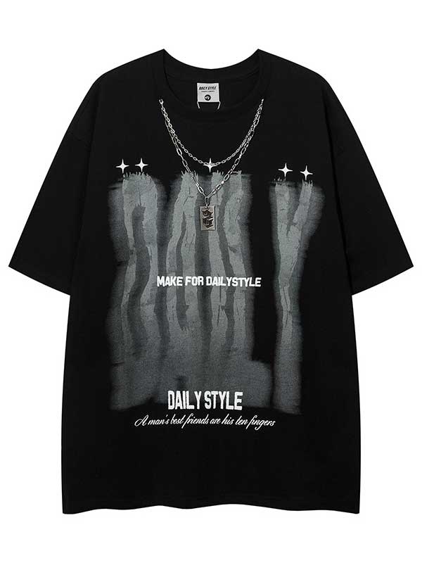 T-shirt graphique Y2K avec collier pour un style quotidien