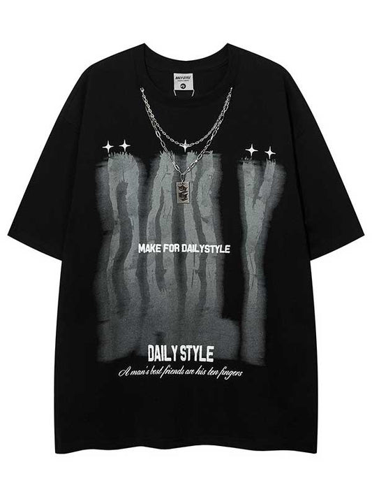 T-shirt graphique Y2K avec collier pour un style quotidien
