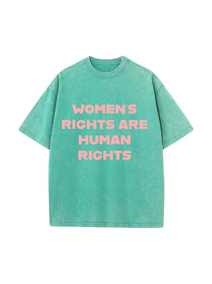 T-shirt en coton délavé imprimé Women Rights 230 g pour femme