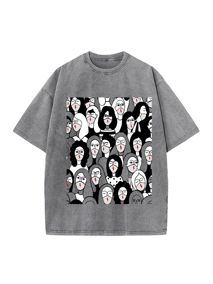 T-shirt femme en coton délavé imprimé Bonne égalité de 230g