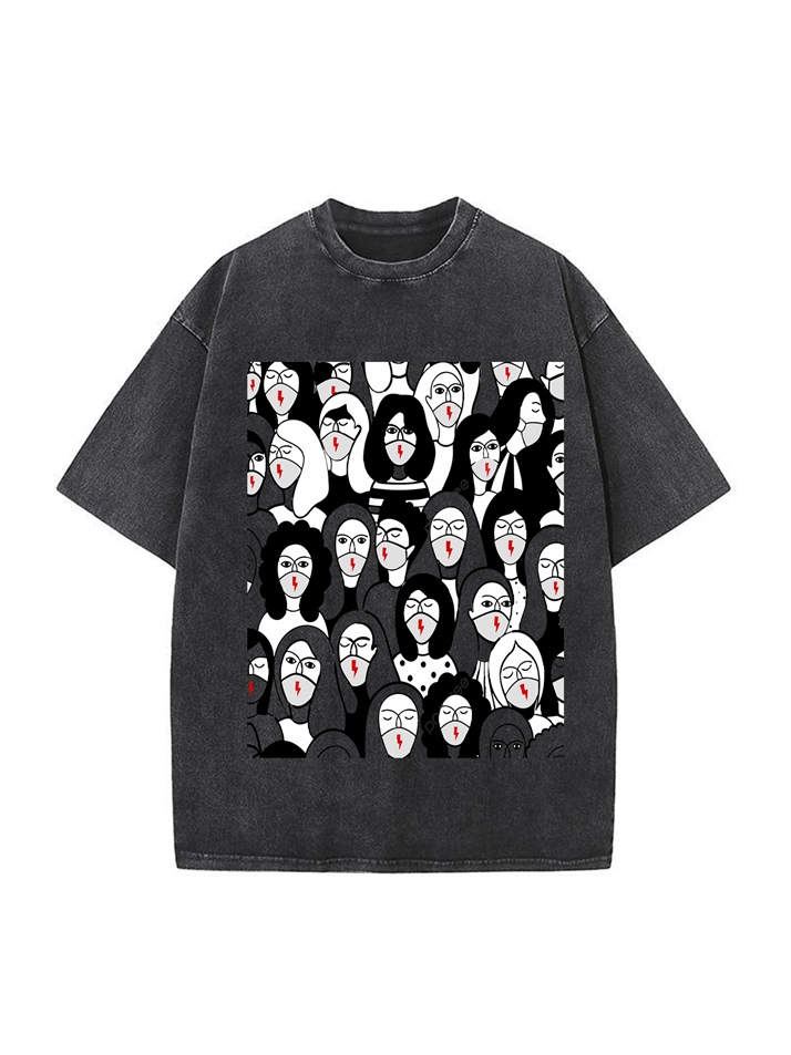 T-shirt femme en coton délavé imprimé Bonne égalité de 230g